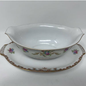 Regal by Sango Japan Gravy Boat‎ Attached Under Plate Double Pour Spout Bowl
